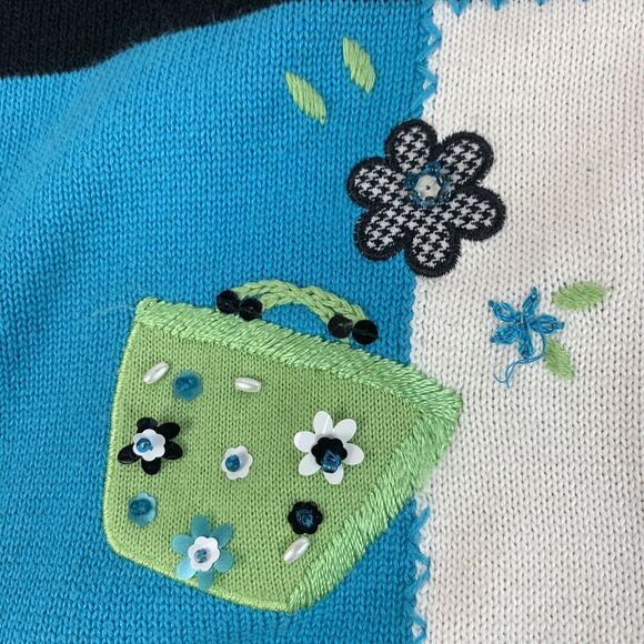 VTG Alfred Dunner Womens Colorful Full Zip Cardigan Sweater Size Small Padded - Picture 5 of 11